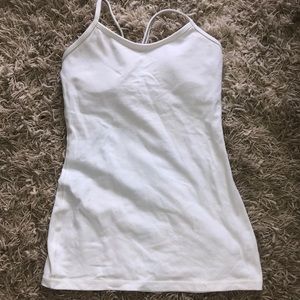 White lululemon tank with built in padded bra